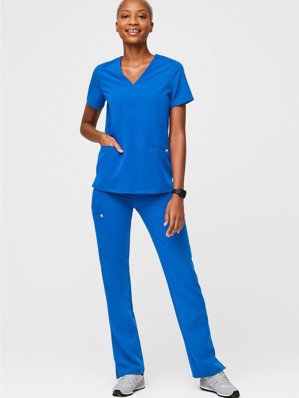 Figs Boot Cut Scrub Pants & V-Neck Top - Royal Blue